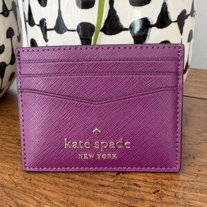 Kate Spade Purple Leather Card Holder with Gold
